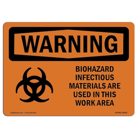 Signmission Safety Sign, OSHA WARNING, 3.5" Height, 5" Width, Biohazard Infectious, Landscape, 10PK OS-WS-D-35-L-12495-10PK